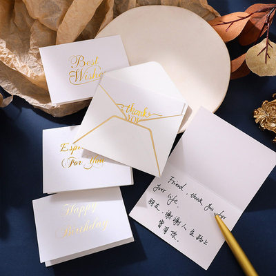 贺卡简约烫金感谢卡商务节日礼品卡片创意礼物装饰圣诞含信封