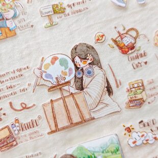 【醒醒文创】第七弹悠游漫逛人物春天日常轻复古手帐模切胶带分装