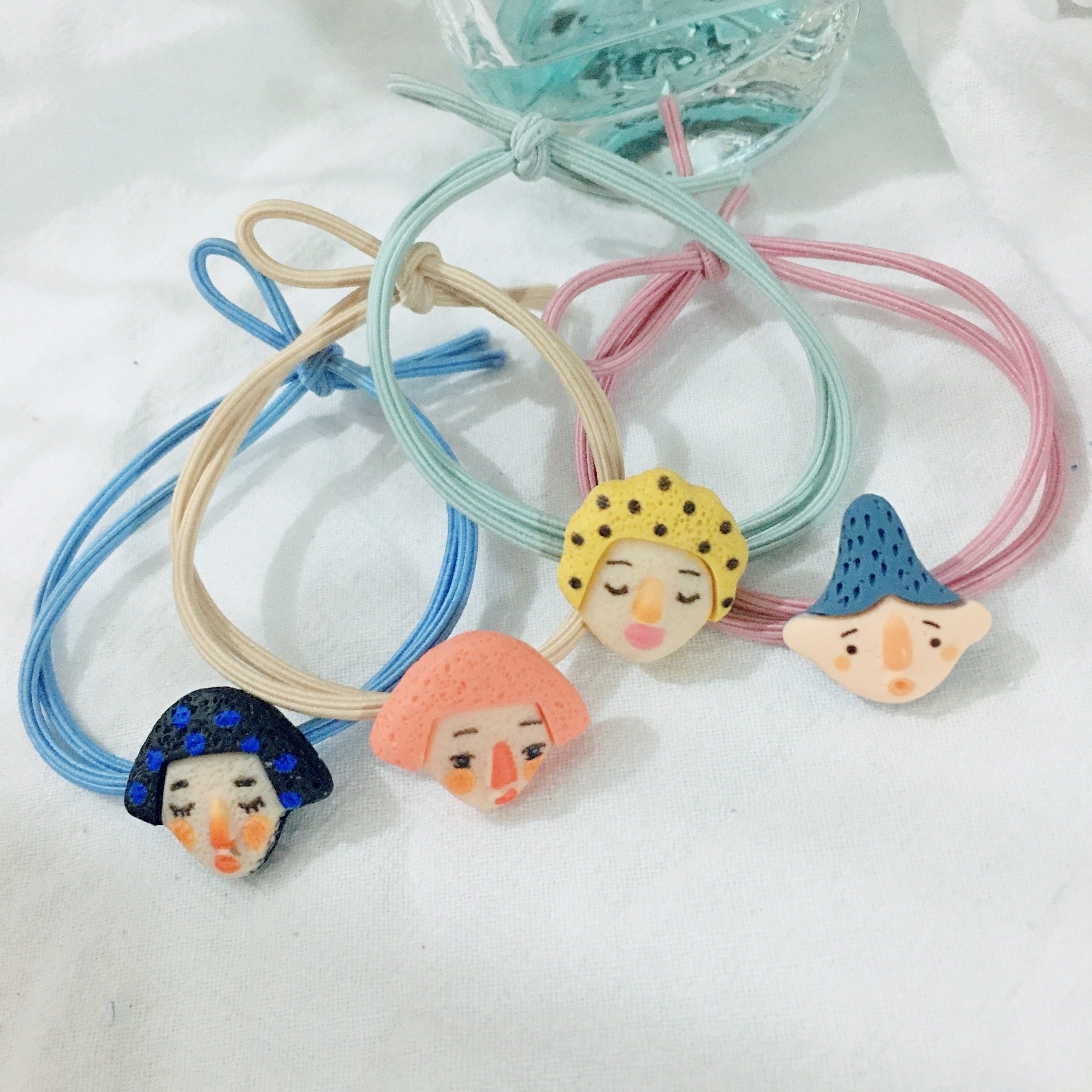 搞怪女士人物头绳~油画卡通头像发饰