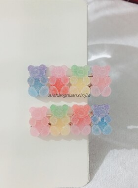 日韩小熊发夹侧边少女心网红学生