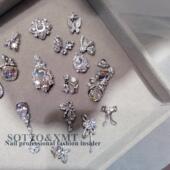 冰闪 卡纳克风蝴蝶吊坠美甲饰品合金爆闪锆石超闪亮水钻指甲配饰