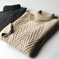 Áo len nam mùa đông dày ấm ấm cashmere len xoắn áo len nam áo len cao cổ áo len nam - Áo len áo nam