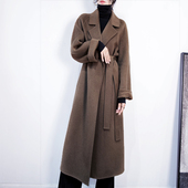 双面呢子羊绒大衣女中长款 收腰系带加厚双面羊绒呢大衣女毛呢外套