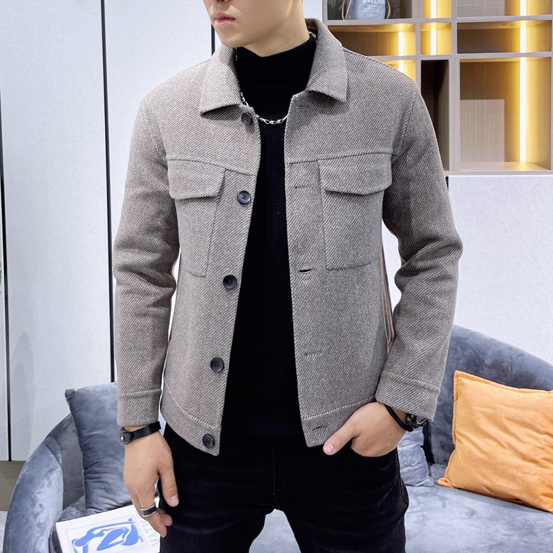 真模阿尔巴卡男士双面羊绒夹克工装外套毛呢大衣Y8710P325控498,男装毛呢大衣,电商D230