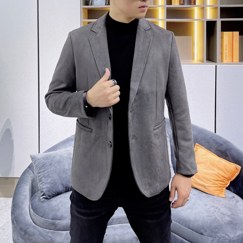 2021秋季新款男士休闲西装领夹克衫高端麂皮外套 XZ58 P180 真模图片