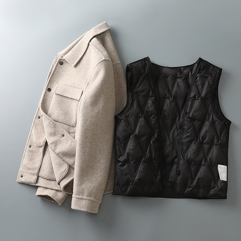 羽绒内胆可脱卸不单卖双面羊毛夹克毛呢大衣外套Y06031P380控698，男装毛呢大衣，电商D230