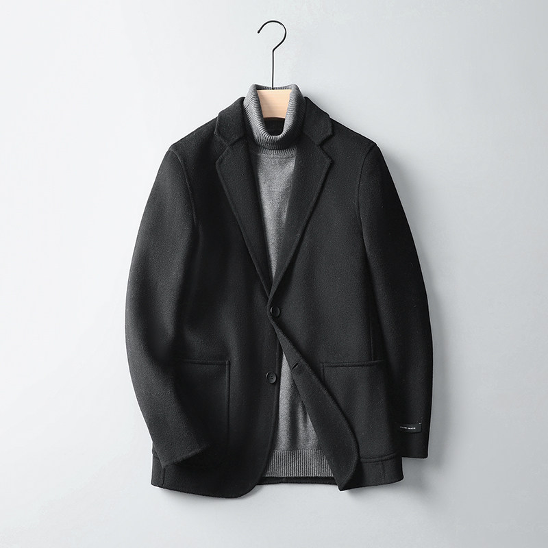 羽绒内胆可脱卸双面羊毛纯色西服外套毛呢大衣YR6701P380控598,男装毛呢大衣,电商D230