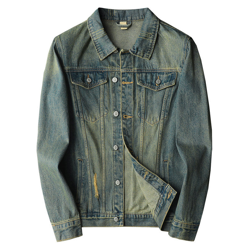 平铺2025秋装新款男士休闲牛仔夹克衫水洗外套工装款N9088P135,男装夹克,电商D230