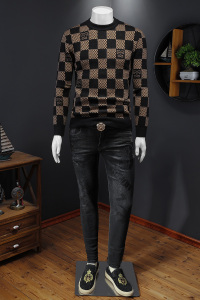 镂空 冬季男士天鹅绒套头加厚针织衫时尚长袖毛衣 X2822 P110图片