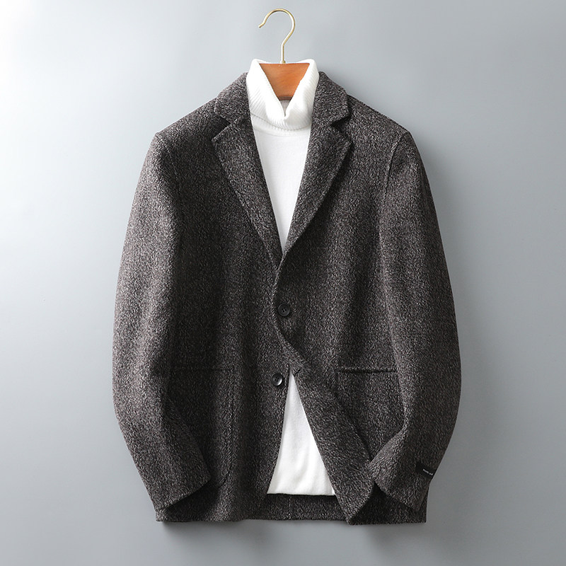 2024秋冬男士双面羊毛夹克西服外套毛呢大衣Y610P325控598，男装毛呢大衣，电商D230