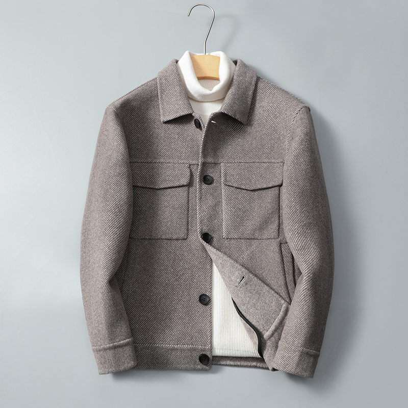 2023阿尔巴卡男士双面羊绒夹克工装外套毛呢大衣Y8710P325控498，男装毛呢大衣，电商D230