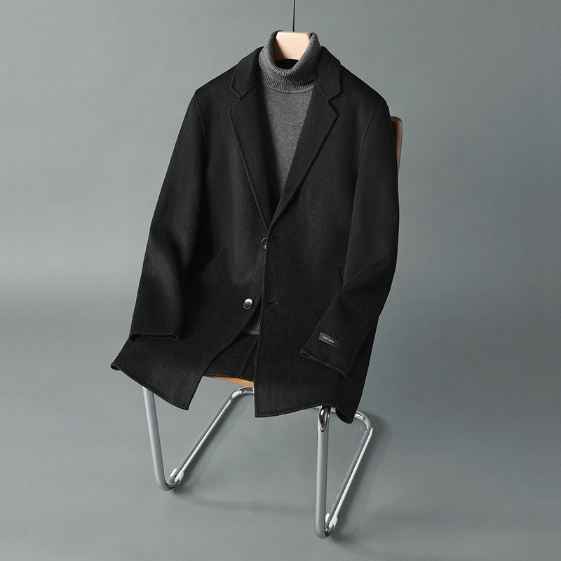 羽绒内胆可脱卸双面羊毛纯色西服外套毛呢大衣YR1901P380控698,男装毛呢大衣,电商D230