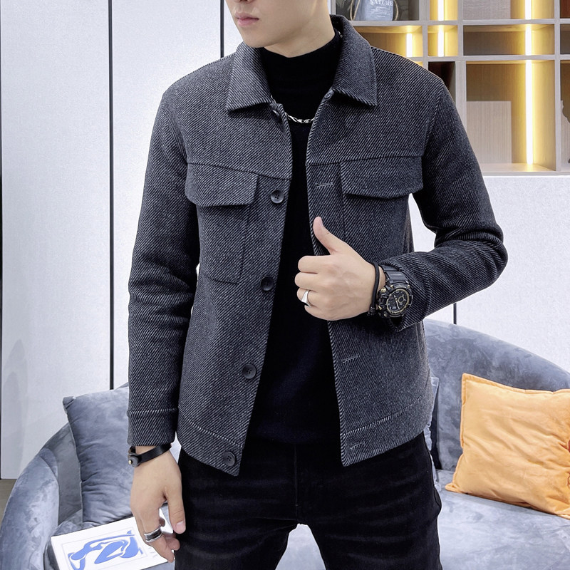 真模阿尔巴卡男士双面羊绒夹克工装外套毛呢大衣 Y8710 P325控498图片