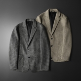 平铺2021秋冬男士西装领毛呢夹克单面羊毛西服外套Y85606P205，男装毛呢大衣，电商D230