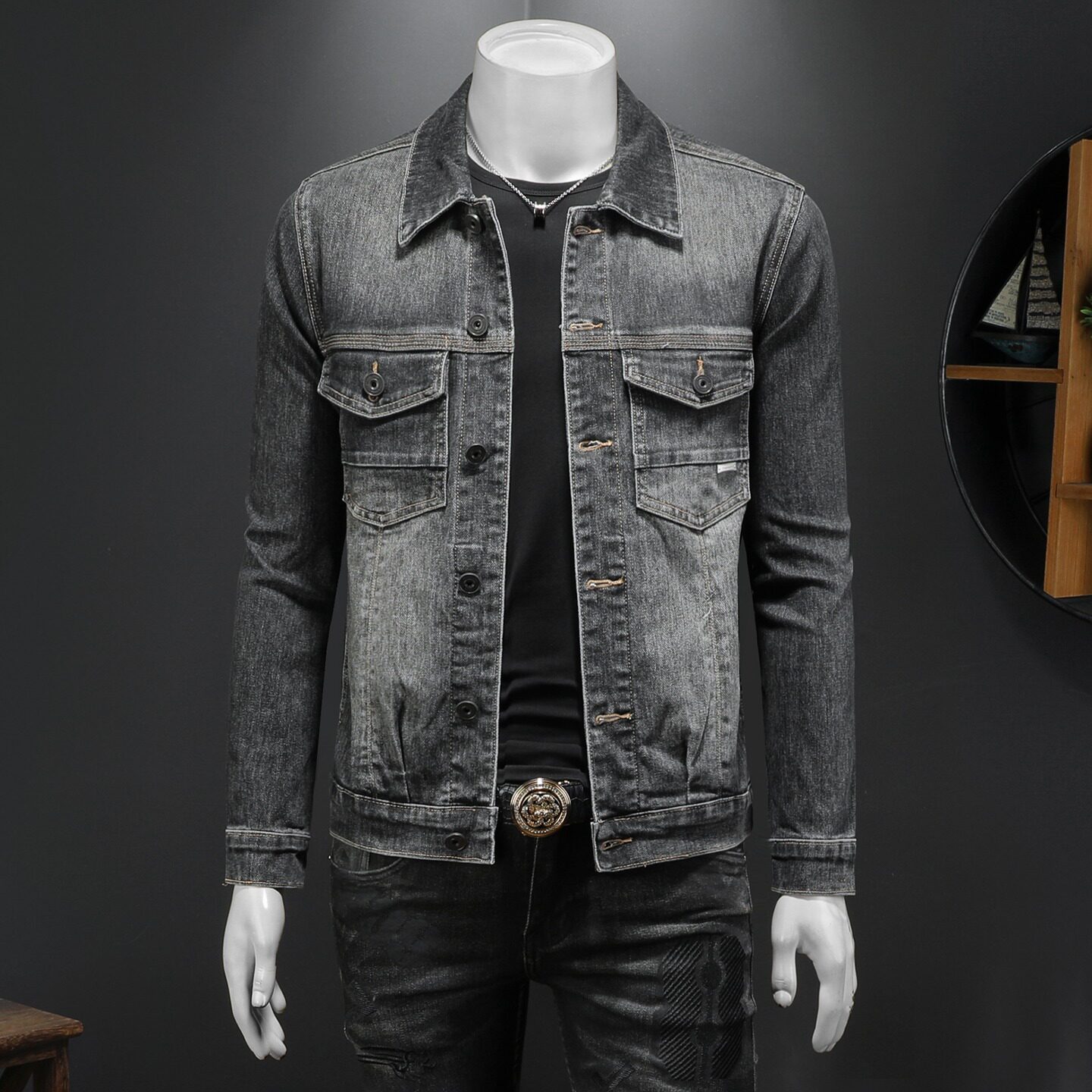 2026春装新款男士休闲牛仔夹克衫水洗外套工装款N9607P138假模，男装夹克，电商D230
