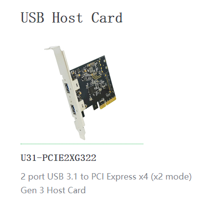 USB31图像采集卡 U31-PCIE2XG322 两口USB