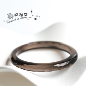 buling闪亮 烟灰水晶 高透冰糯天然冰种黑曜石刻面手镯 菱形细款