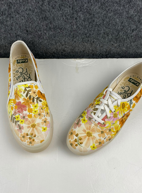原单美国keds女士果冻底帆布板鞋 花卉图案休闲鞋 运动鞋  板鞋