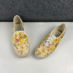 原单美国keds女士果冻底帆布板鞋 花卉图案休闲鞋 运动鞋  板鞋