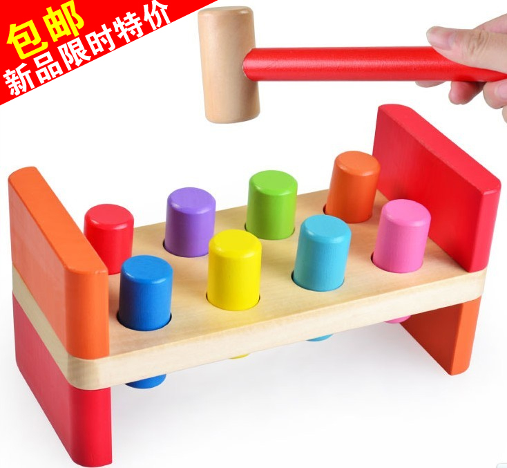 打地鼠幼儿园婴儿打桩台宝宝早教益智-2-3岁儿童敲击锤子木质玩具