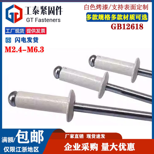 烤漆白色铝铁抽芯铆钉SZLVK包邮