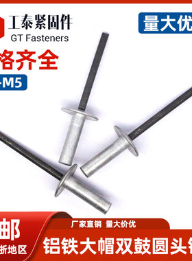 封闭型平圆头抽芯铆钉大帽沿封闭拉钉铝铁大扁头抽芯铆钉GB12615