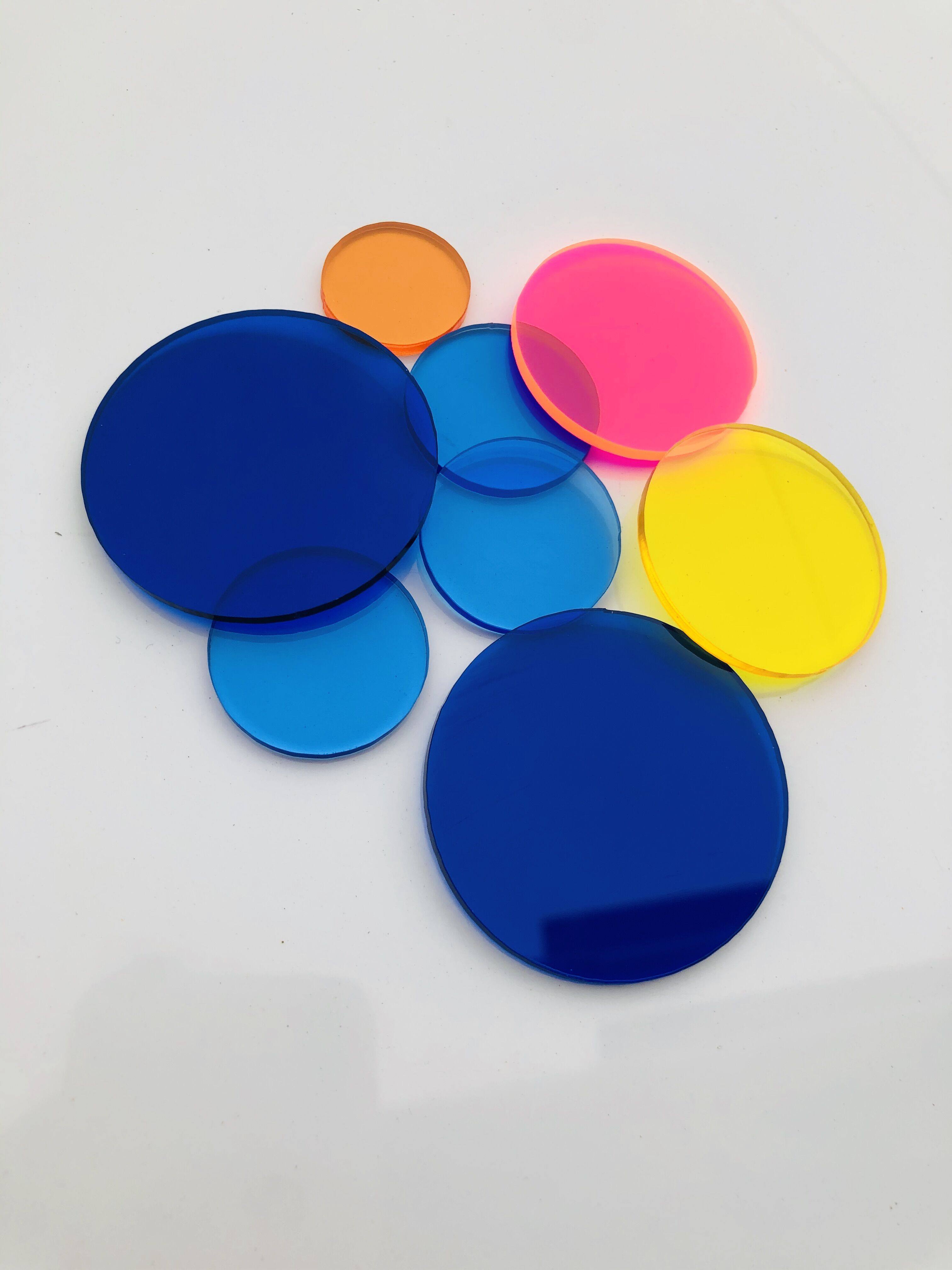 定制加工圆形方块长条激光切割镜面蓝色橙色亚克力板摄影道具层板