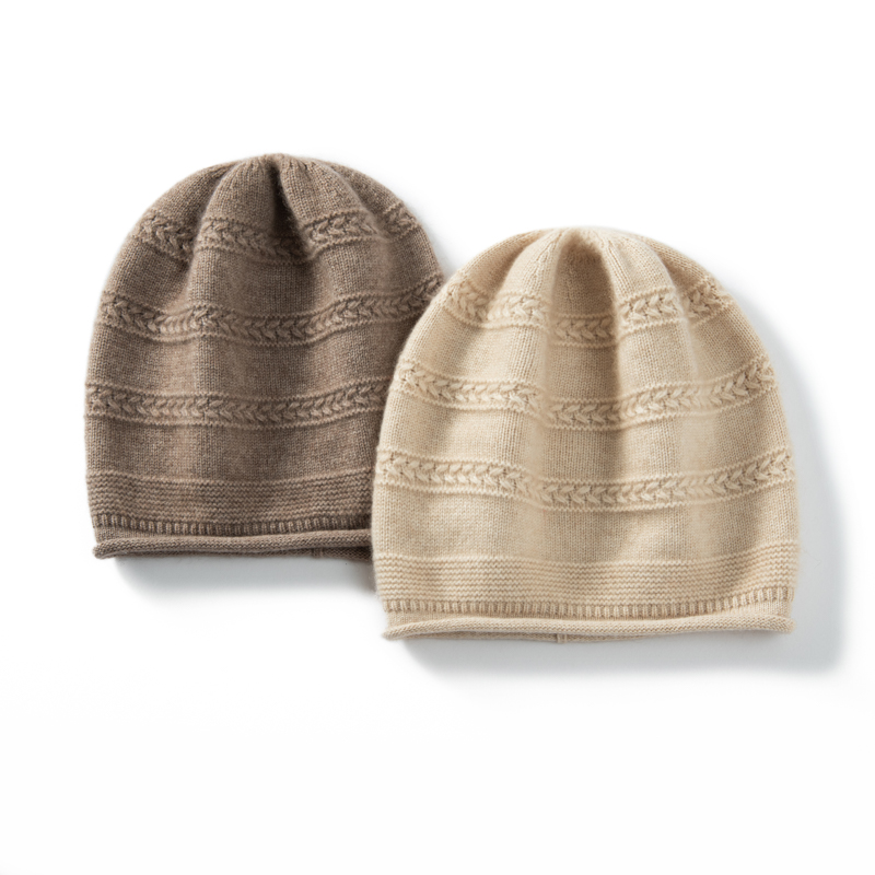 加厚时尚宽松百搭麦穗女羊绒帽