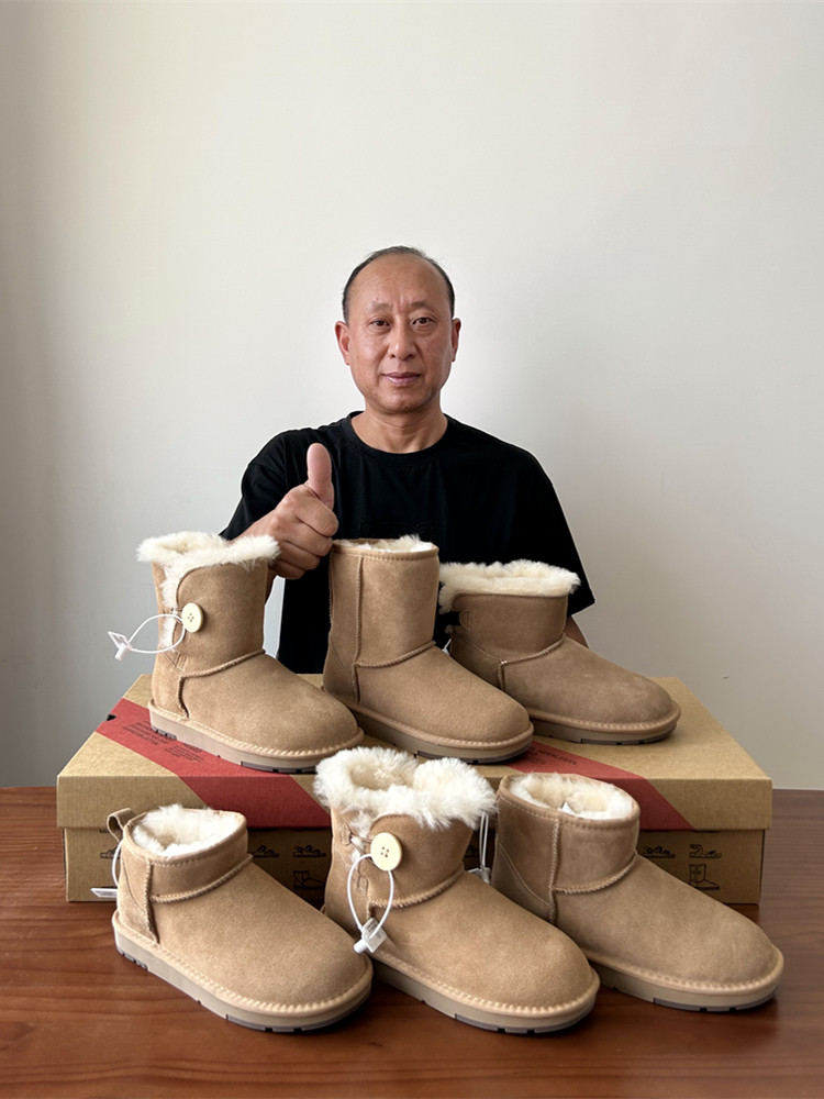 Henan Sangpo Ding Uncle/ классические зимние ботинки из овечьей шерсти, цельнокроеная кожаная шерсть, женские зимние ботинки с коротким рукавом, большие хлопчатобумажные ботинки Изображение 1