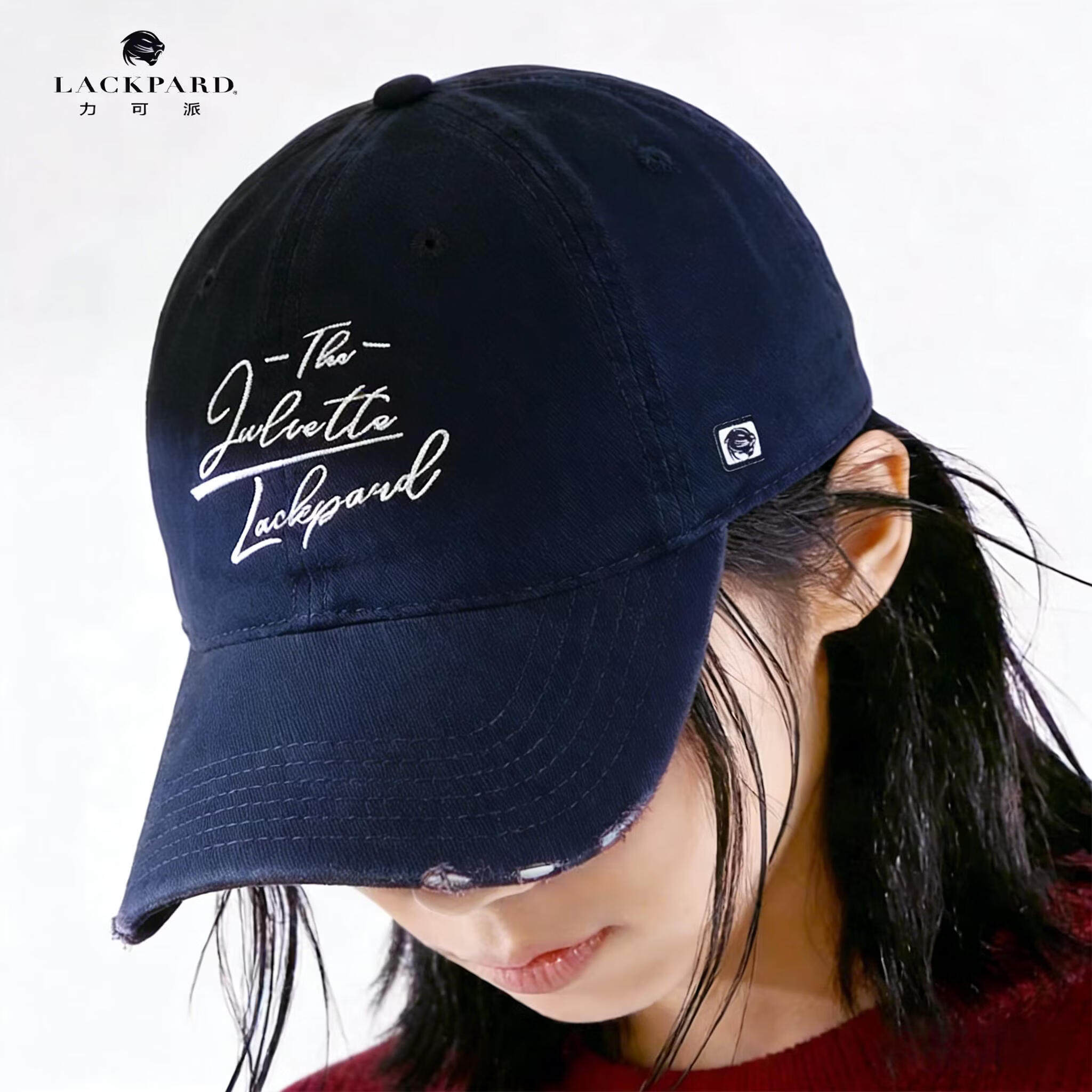 lackpard力可派棒球帽女26新款韩系深顶鸭舌帽情侣破洞纯棉帽子