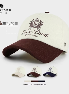 lackpard力可派帽子新款羊毛混纺学院风棒球帽加厚保暖复古棒球帽