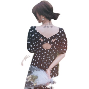 现货 2023夏 黑色印花连衣裙女 X325-P95-控148图片