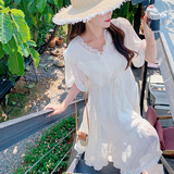 已出货2023夏新款中袖V领长裙雪纺连衣裙X370-P110-控168，女装连衣裙，浙宝256