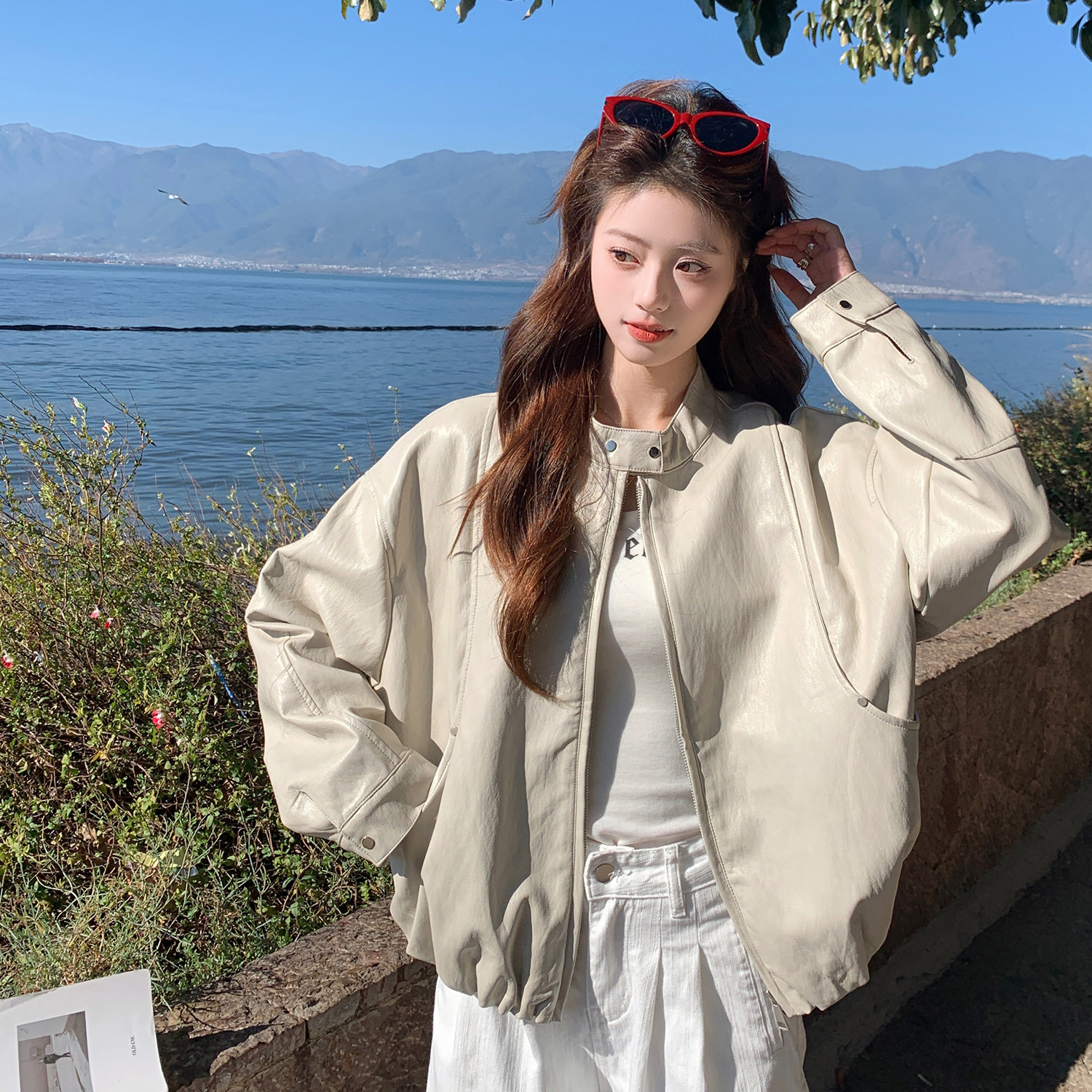 现货2026春皮衣上衣外套C208皮衣-P165-控268，女装皮衣，浙宝256