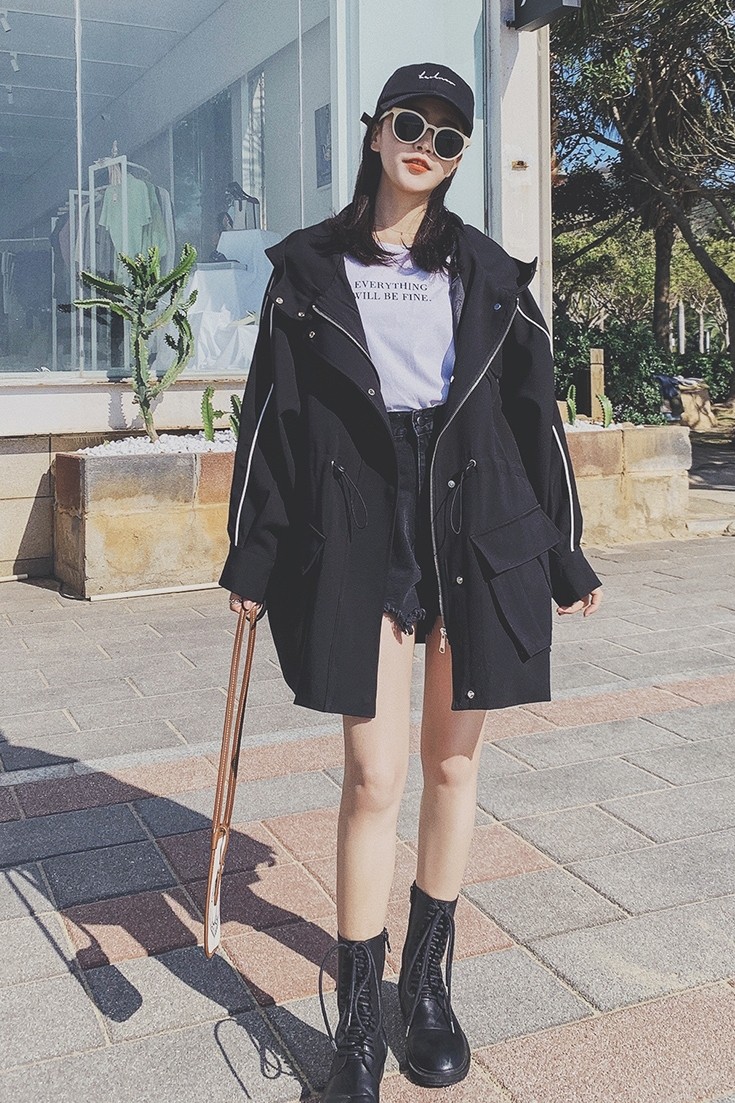 【档口现货】2023秋连帽立体口袋短外套黑色C115-P150-控208,女装短外套,浙宝256