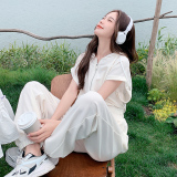 高级感白色连帽连体裤女夏网红炸街连衣裤显瘦洋气爆款复古，女装连体裤，浙宝256