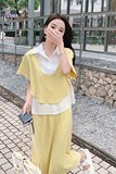 现货2023夏新款假两件套衬衫裙套装X383-P135-控188，女装套装/套裙，浙宝256
