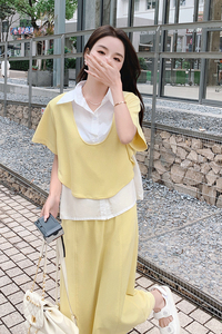 现货 2023夏新款 假两件套衬衫裙套装 X383-P135-控188图片