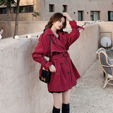 档口已现货2026春酒红色短款风衣外套7150-P145-控238，女装风衣，浙宝256