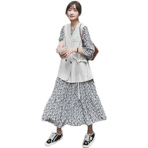 2025春秋新款今年流行轻熟风气质连衣裙西装马甲长裙女图片