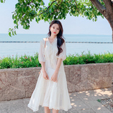 已出货2023夏新款中袖V领长裙雪纺连衣裙X370-P110-控168，女装连衣裙，浙宝256