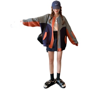 美式复古撞色棒球服外套女小个子2025春装新款高级感炸街夹克上衣图片