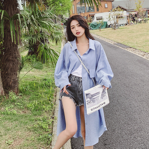 现货2021夏季新款条纹衬衫外套防晒衣女X306-P90-控138有