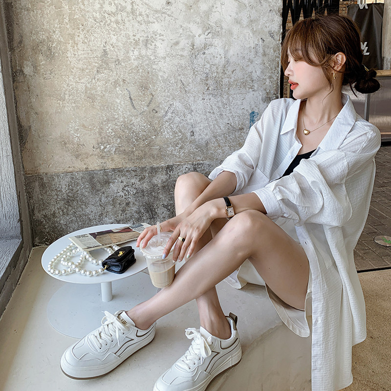 蓝色时尚衬衫防晒衣女外套女薄款中长款仙女森系超仙洋气防晒服,女装防晒衣,浙宝256