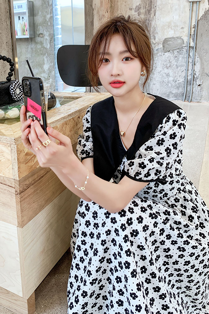 碎花连衣裙女夏娃娃领高级感法式宽松显瘦甜美初恋小个子裙子小众,女装连衣裙,浙宝256