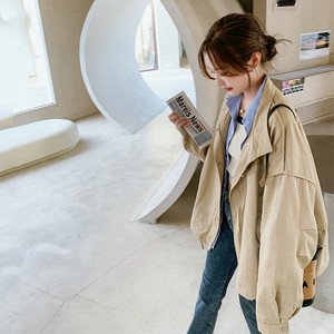 高级感卡其色风衣短外套女2025春秋新款韩系宽松今年流行爆款大衣图片