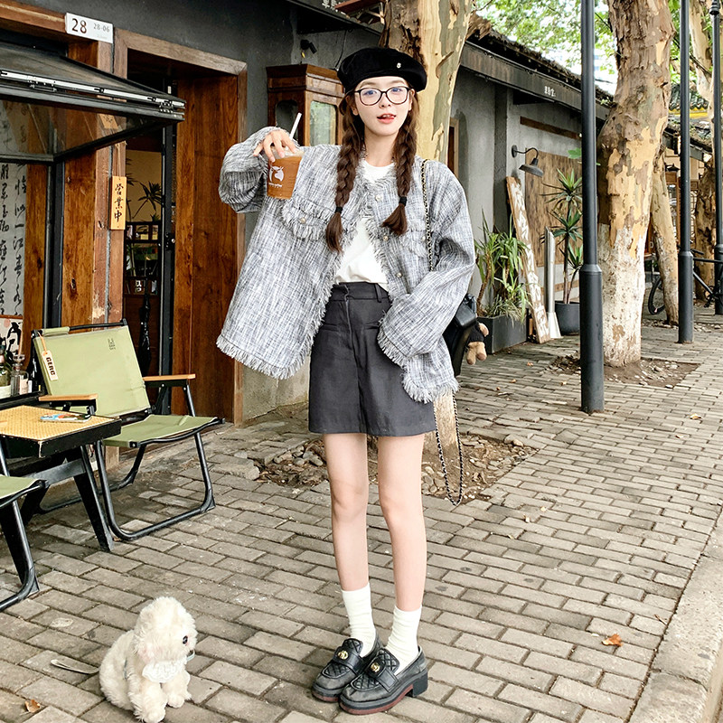 小香风短外套女春秋2025新款轻奢浅卡其流苏韩系氛围感气质短上衣,女装短外套,浙宝256