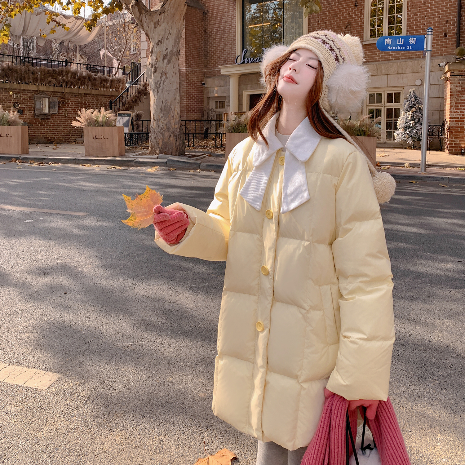 新款2025冬新标90白鸭绒羽绒服中长款D781-P330-控468，女装羽绒服，浙宝256