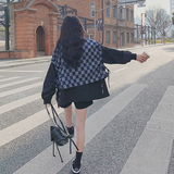 复古拼接格子牛仔外套女春季新款设计感炸街宽松休闲棒球服上衣潮，女装短外套，浙宝256