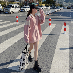 港味复古设计感小众焦糖色卫衣女小个子2025春秋新款韩系休闲上衣图片